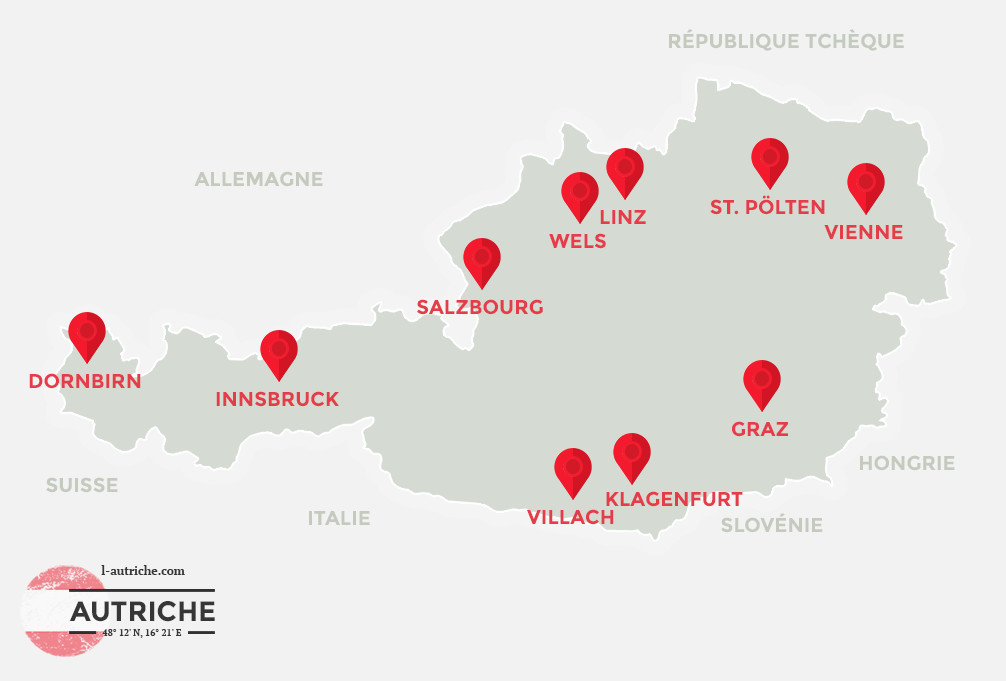 Carte des villes Autriche